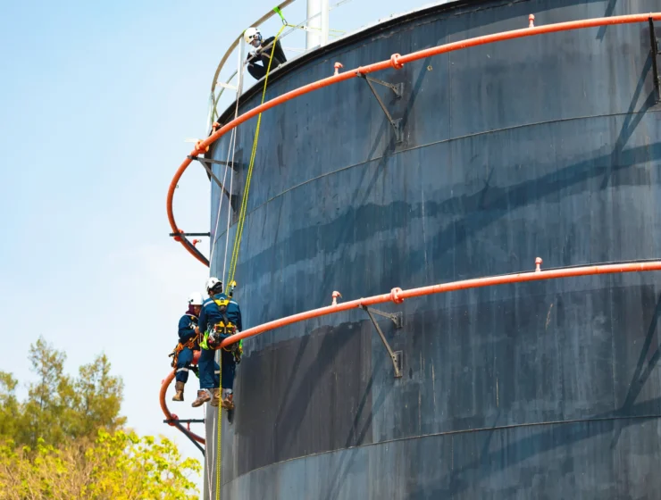 male-two-worker-rope-down-access-safety-inspection-pipe-fire-water-repair-storage-tank